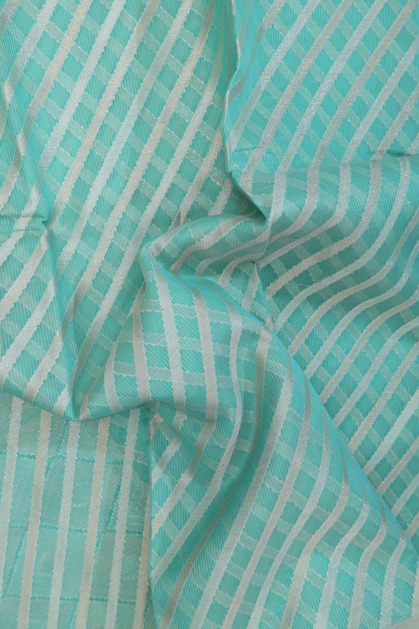 Kota Cotton Saree In Pastel Green With Diagonal Design