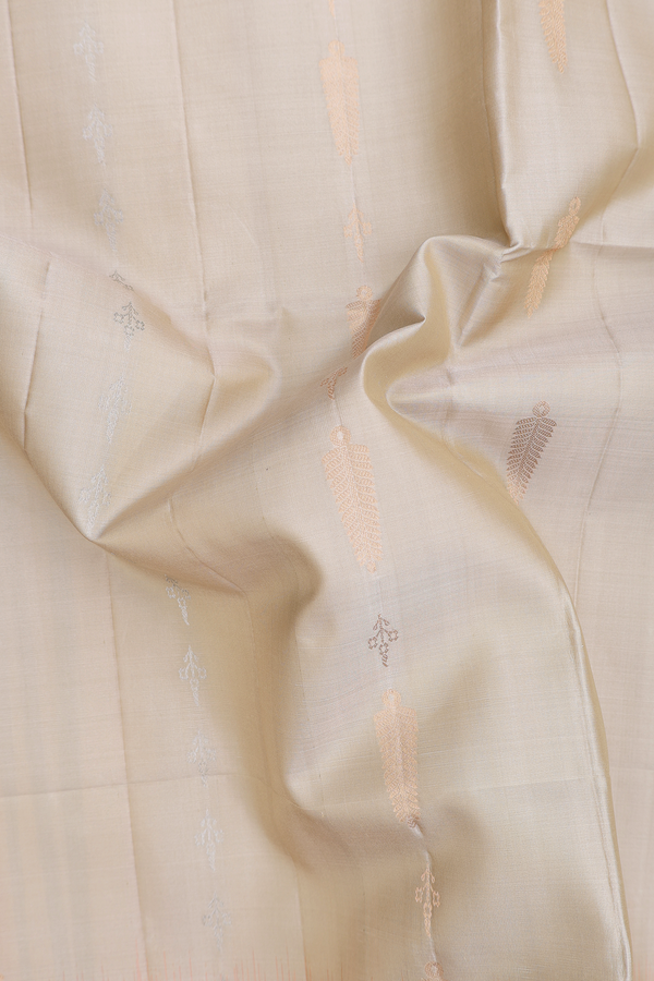 Soft Silk Saree In Pastel Brown With Zari Buttas