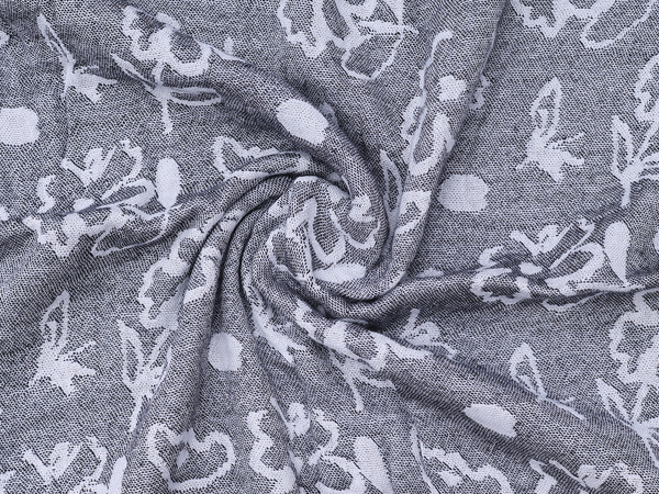 Floral Design Grey Linen Towel