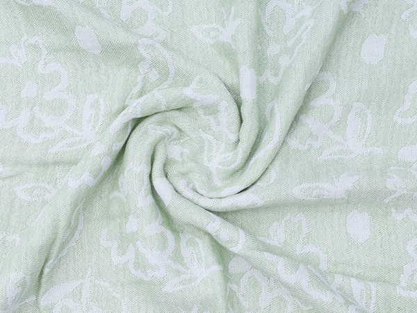 Floral Design Green Linen Towel