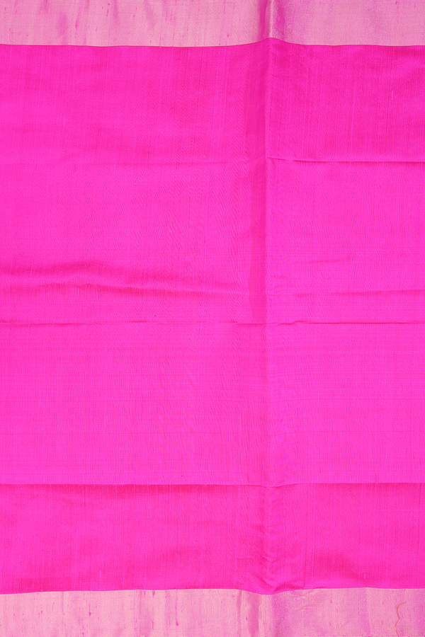 Raw Silk Saree In Plain Magenta With Bavanchi Border