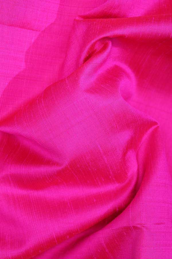 Raw Silk Saree In Plain Magenta With Bavanchi Border