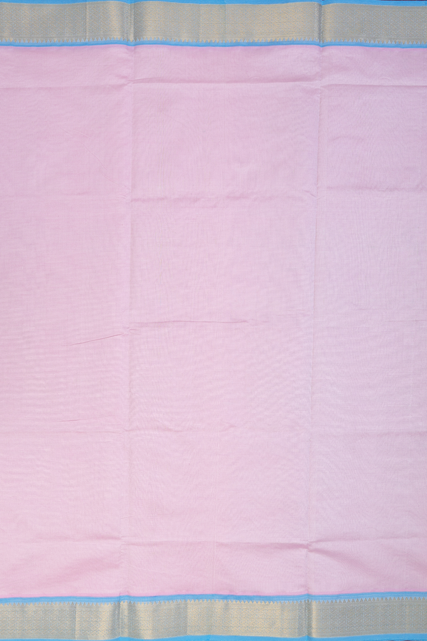 Semi Silk Cotton Saree In Pink With Contrast Border