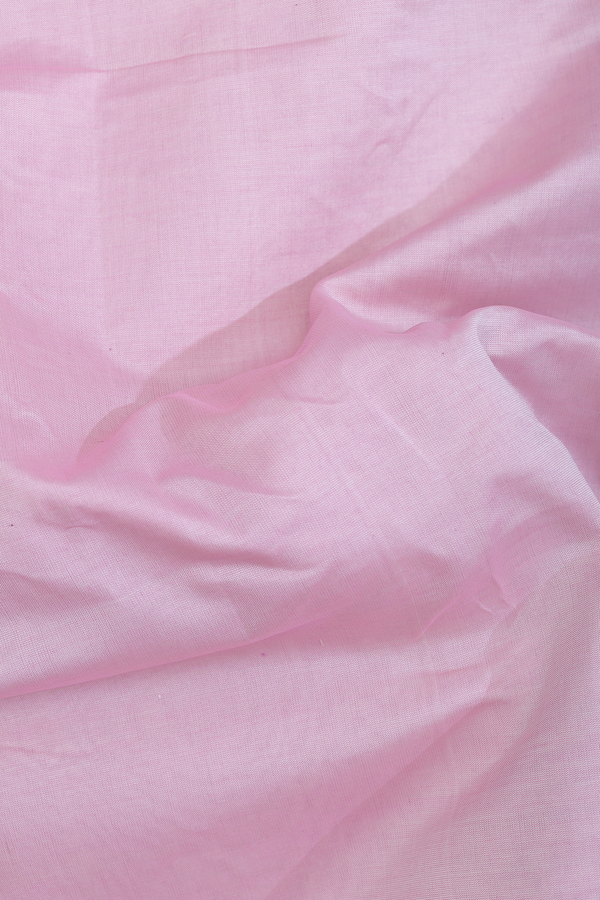 Semi Silk Cotton Saree In Pink With Contrast Border