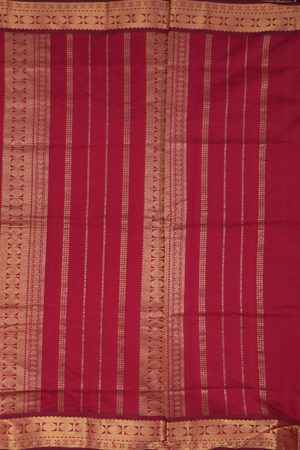 Poly Cotton Saree In Green With Rudraksh Border