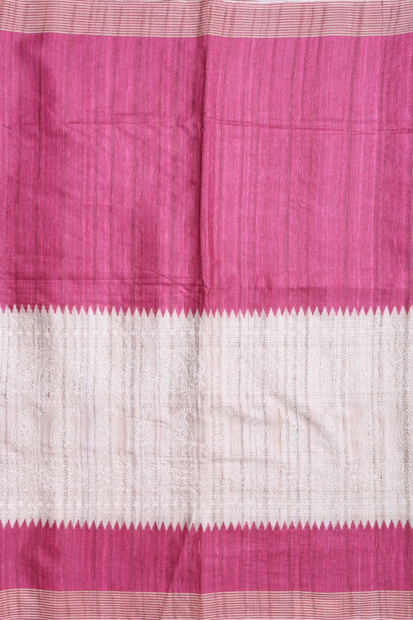 Kota Cotton Saree Beige And Hibiscus Red With Half And Half