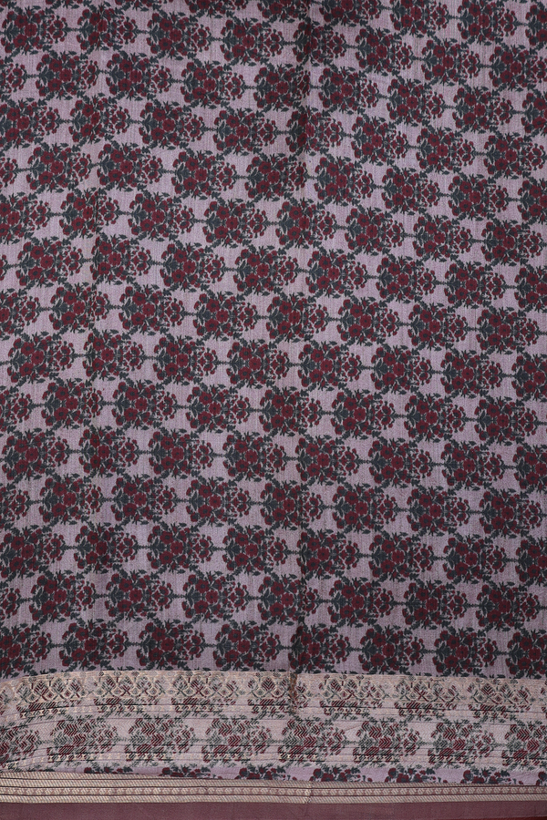 Organza Silk Saree In Cocoa Brown With Printed Design