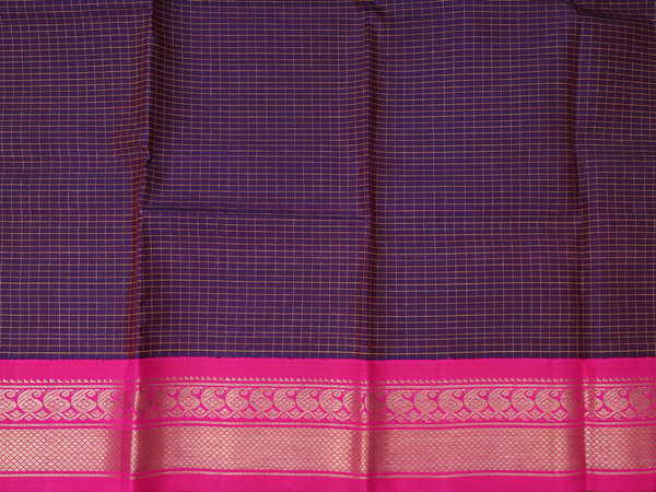 Checks Design Purple Kanchipuram Pavadai Sattai Material
