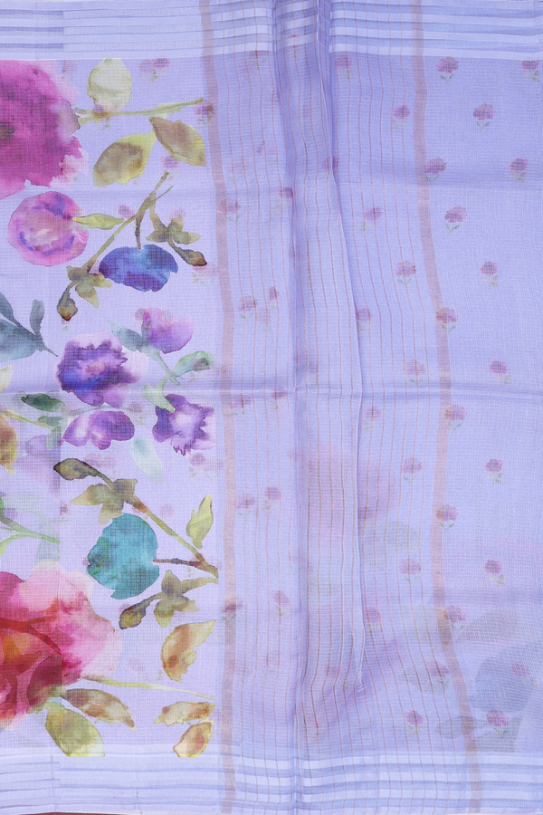 Kota Silk Saree In Pastel Lavender With Floral Printed Design