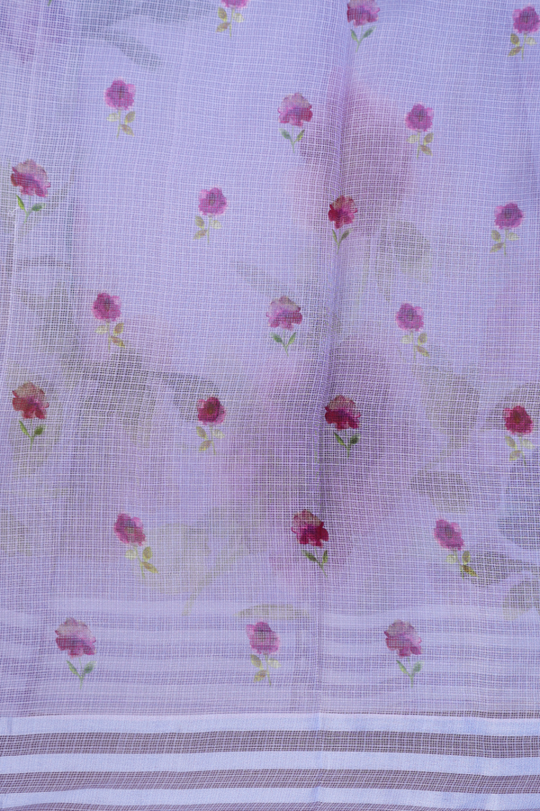 Kota Silk Saree In Pastel Lavender With Floral Printed Design