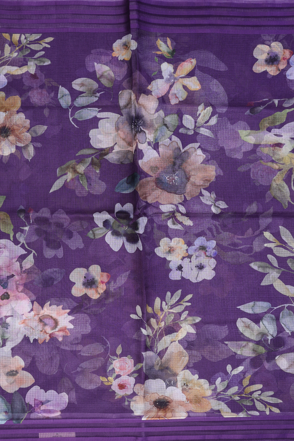 Kota Silk Saree In Purple With Floral Printed Design