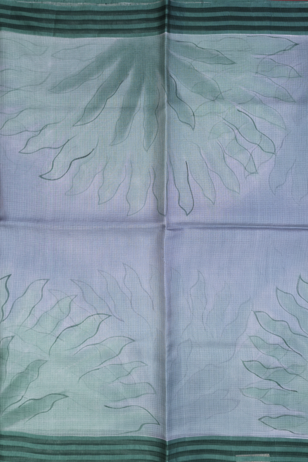 Kota Silk Saree In Green And Grey With Printed Design