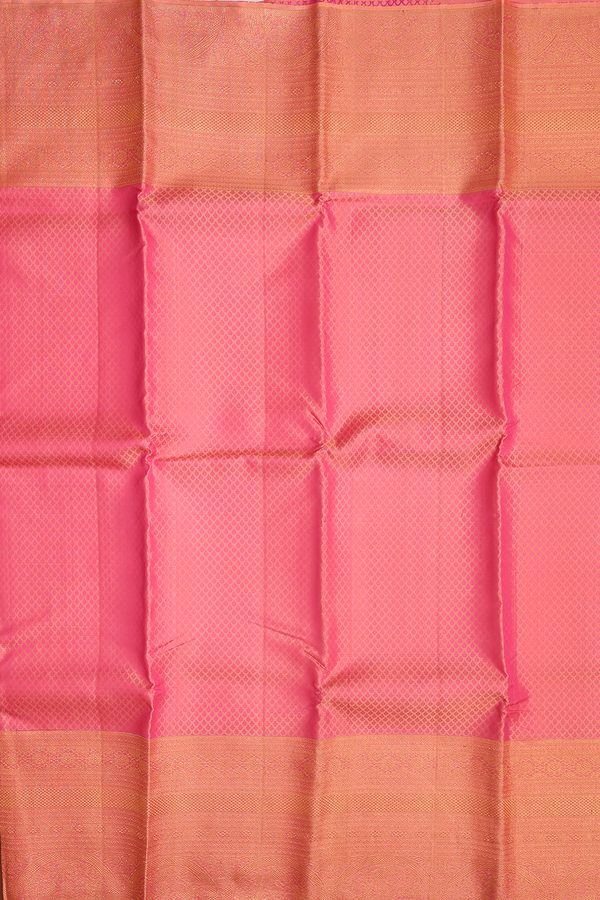 Kanchipuram Silk Saree In Pink With Jacquard Pattern