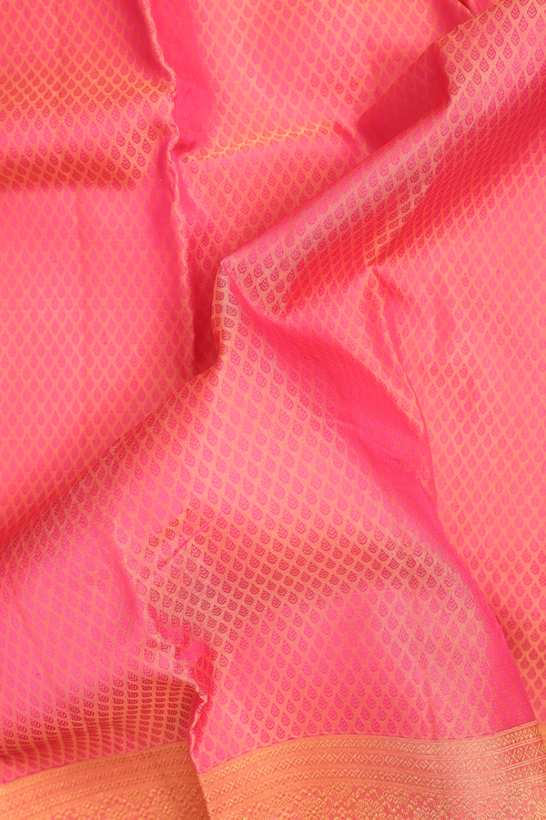 Kanchipuram Silk Saree In Pink With Jacquard Pattern
