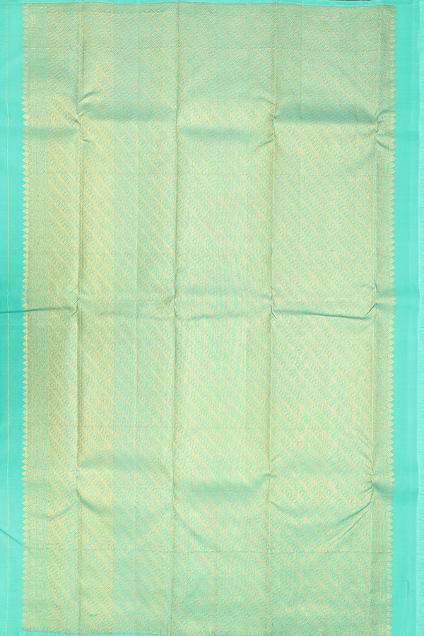 Kanchipuram Silk Saree In Blue Along Stripes With Motifs