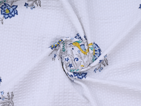 Floral Design White Cotton Towel