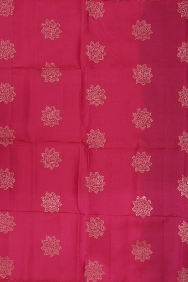 Soft Silk Saree In Rose Red With Floral Motifs