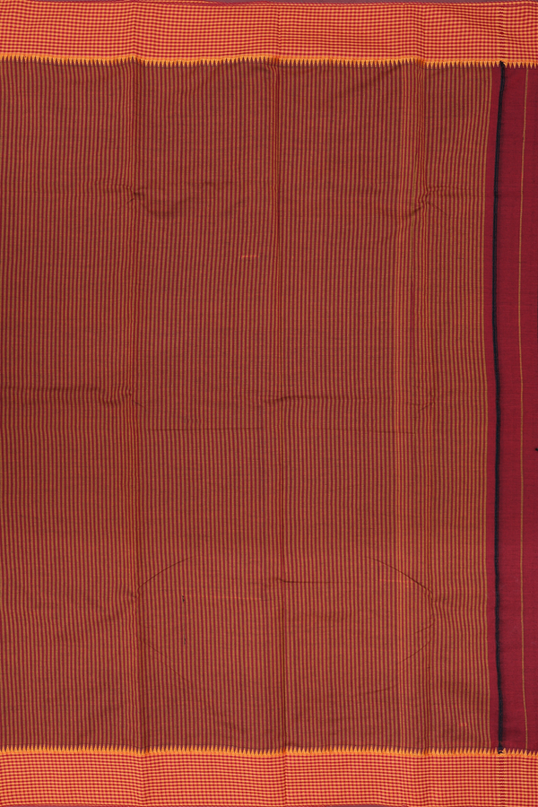 Dharwad Cotton Saree In Forest Green With Checks Border