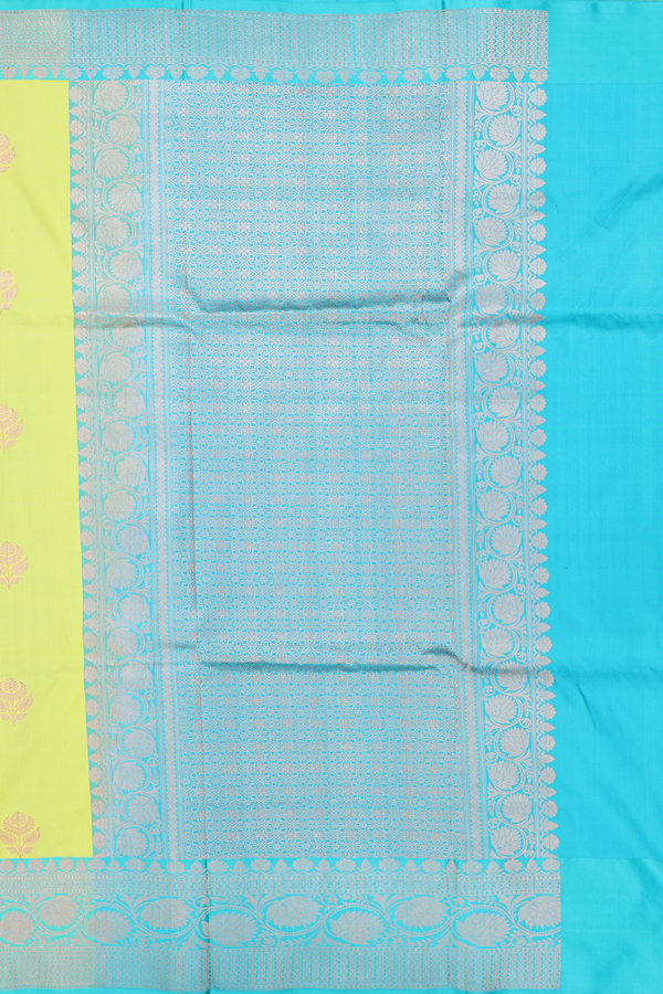 Banarasi Silk Saree In Yellow With Floral Zari Motifs