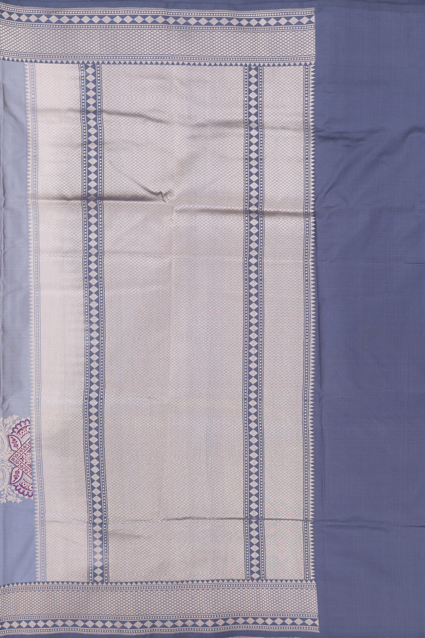 Banarasi Silk Saree In Grey With Zari Border