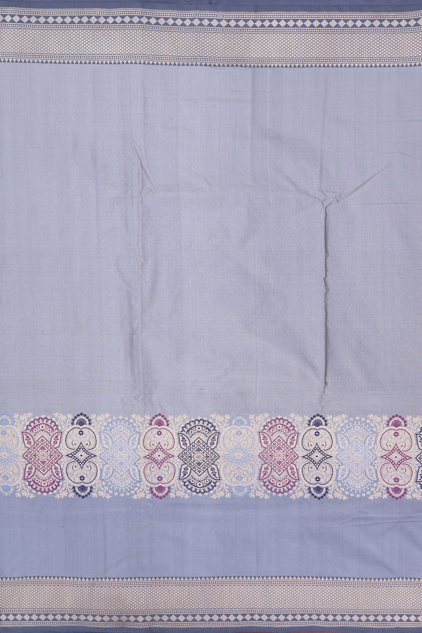 Banarasi Silk Saree In Grey With Zari Border