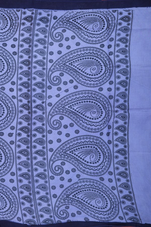 Sungudi Cotton Saree In Blue With Paisley Design