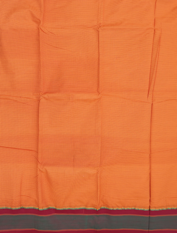 Dharwad Cotton Saree In Orange With Checks Design