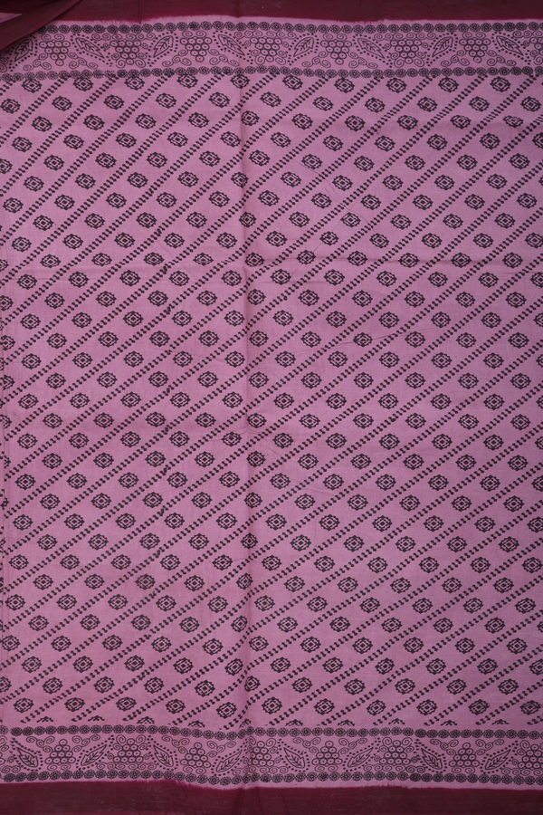 Sungudi Cotton Saree In Dusty Purple With Diagonal Design