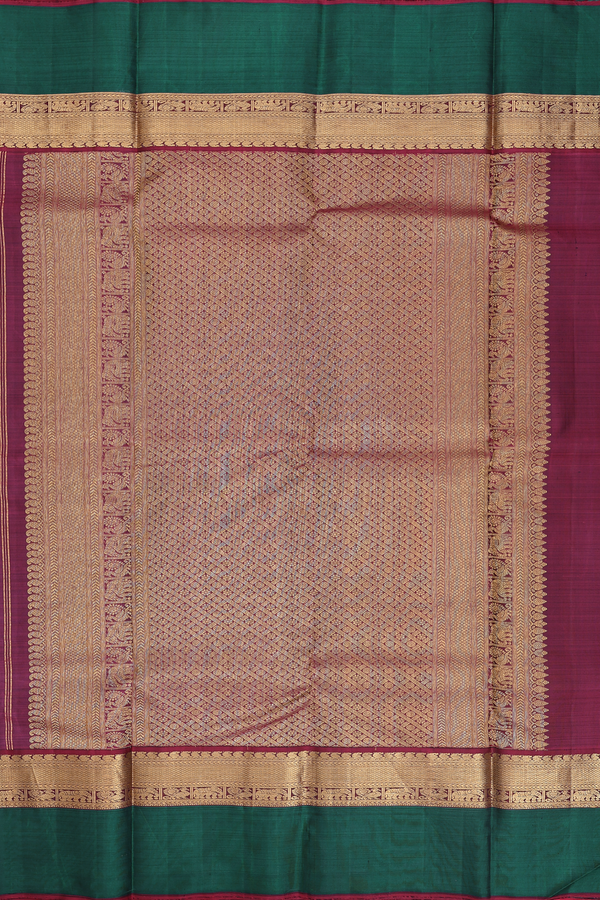 Kanchipuram Silk Saree In Royal Orange With Peacock Motifs