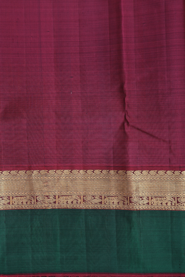 Kanchipuram Silk Saree In Royal Orange With Peacock Motifs