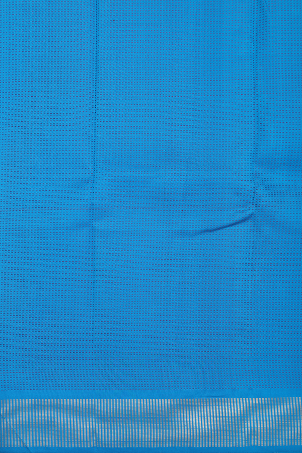 Kanchipuram Silk Saree In Cerulean Blue With Stripes Design