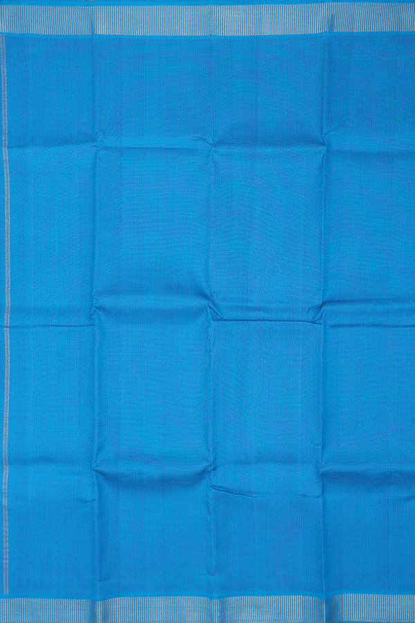Kanchipuram Silk Saree In Cerulean Blue With Stripes Design