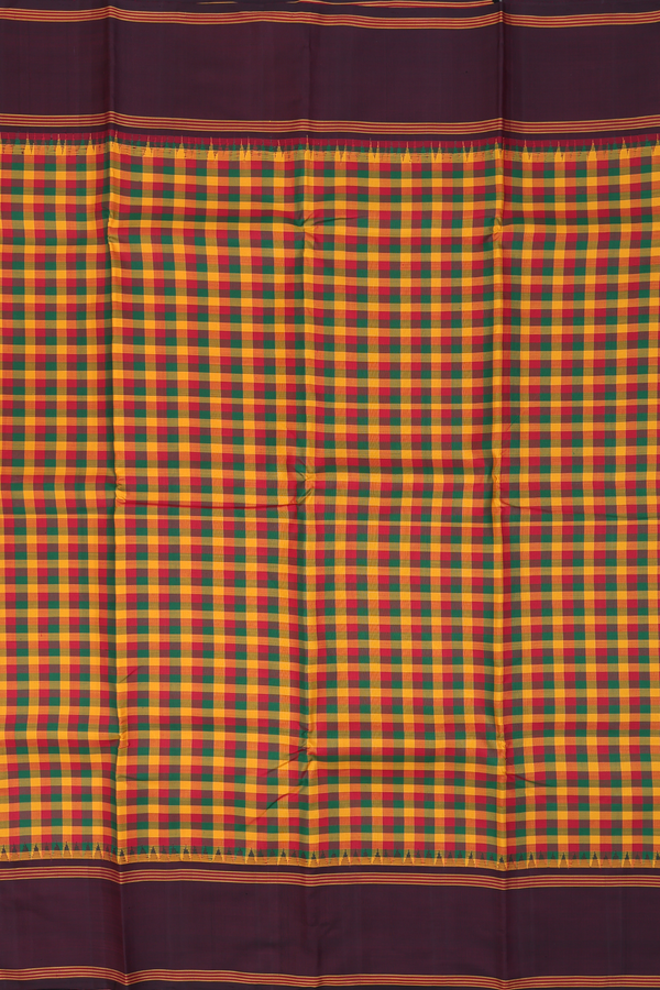 Kanchipuram Silk Saree In Multicolor With Checks Design
