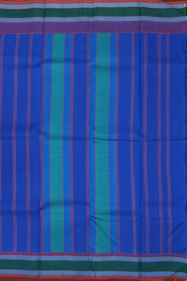 Kanchipuram Silk Saree Cerulean Blue With Threadwork Border