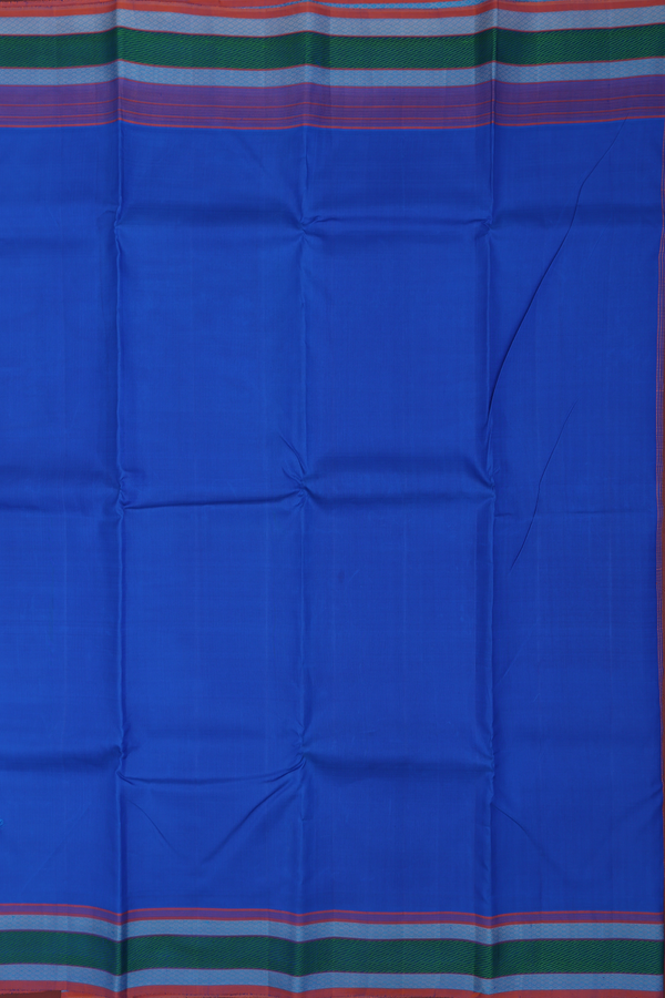 Kanchipuram Silk Saree Cerulean Blue With Threadwork Border