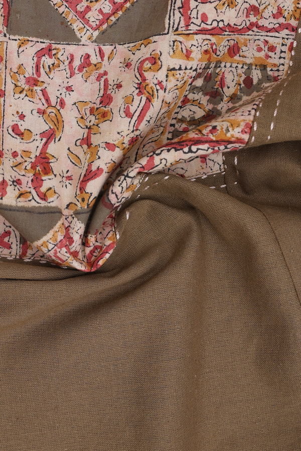 Split Neck Plain Cardamom Green Cotton Short Top