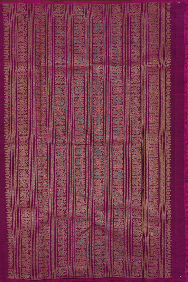 Kanchipuram Silk Saree In Purple And Green With Zari Buttas