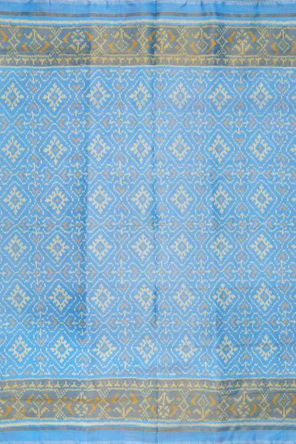 Patola Silk Saree In Sky Blue With Printed Design