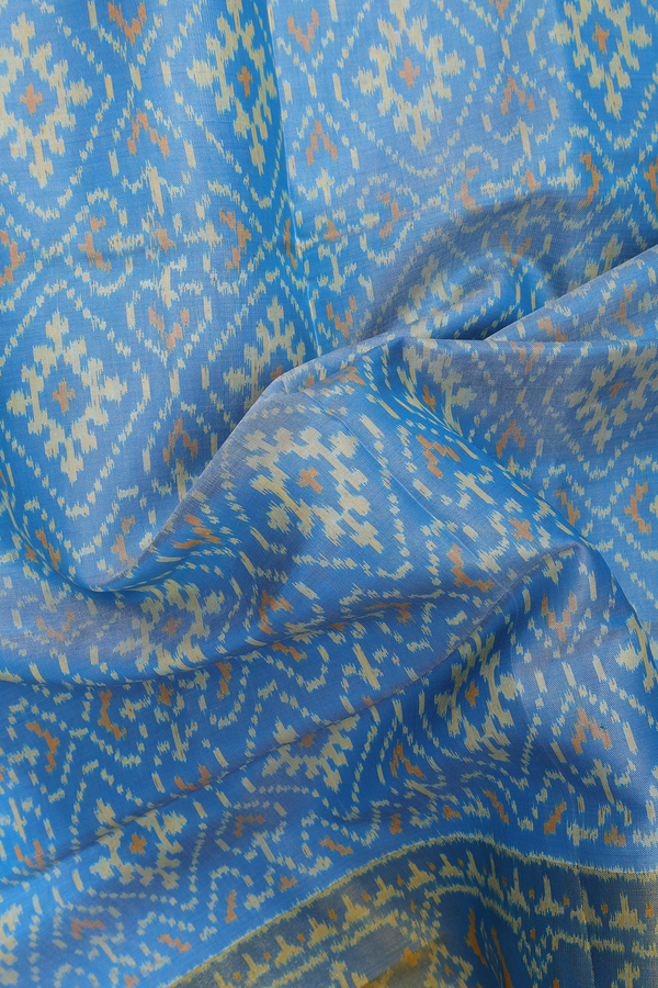 Patola Silk Saree In Sky Blue With Printed Design