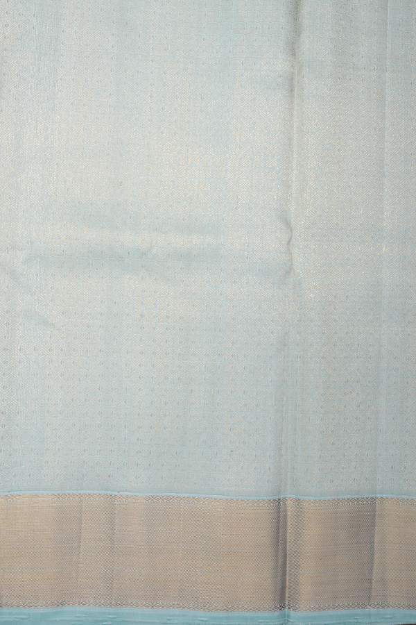 Twill Weave Border Mint Blue Silk Dhoti With Angavastram Set