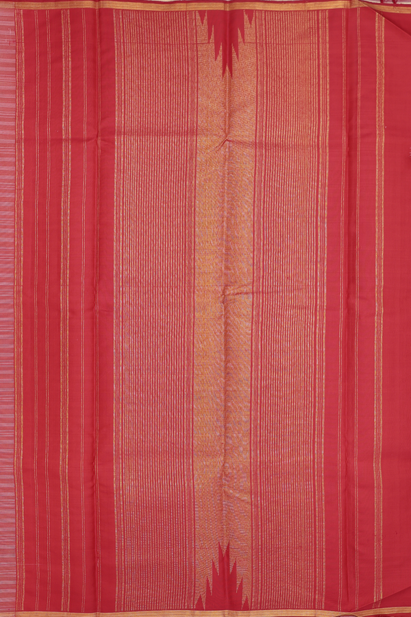 Kanchipuram Silk Saree In Grey With Stripes Design