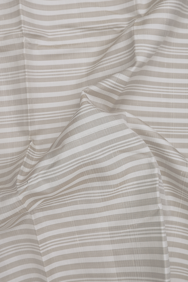 Kanchipuram Silk Saree In Grey With Stripes Design