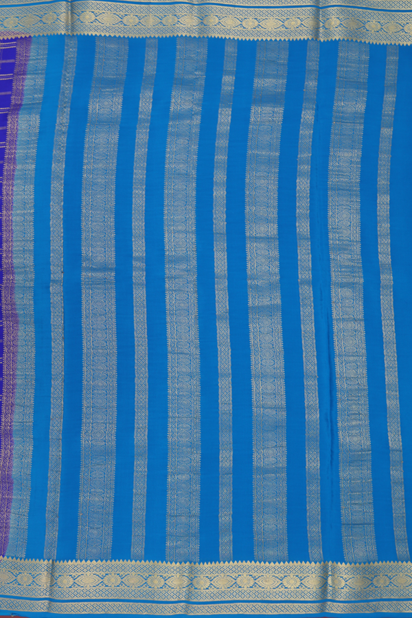 Mysore Silk Saree In Indigo Blue With Checks Design