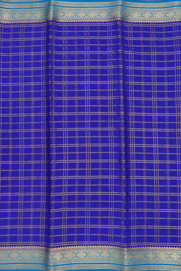 Mysore Silk Saree In Indigo Blue With Checks Design