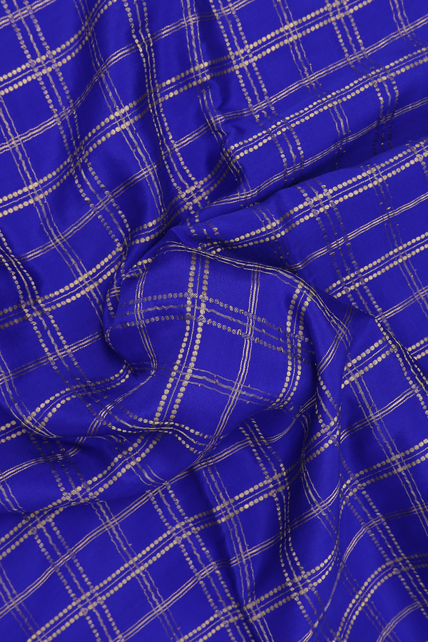 Mysore Silk Saree In Indigo Blue With Checks Design