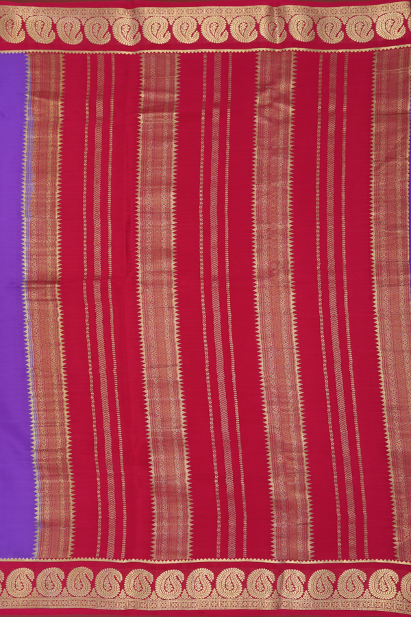 Mysore Silk Saree In Violet With Paisley Border
