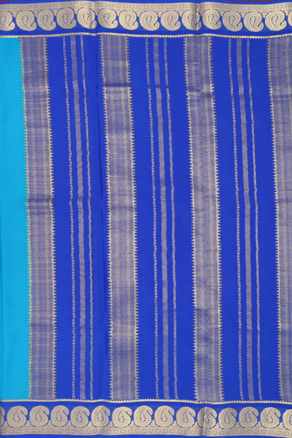 Mysore Silk Saree In Sky Blue With Paisley Border