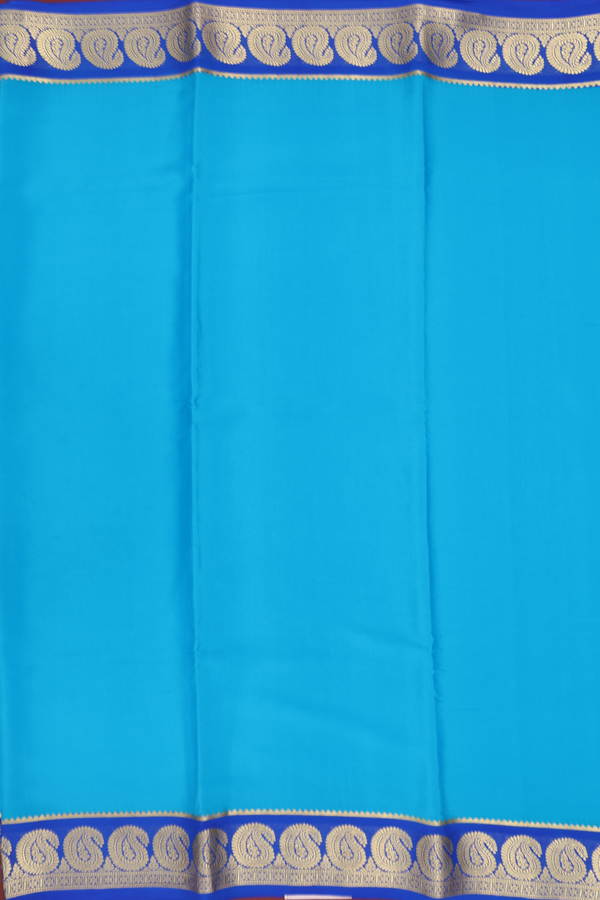 Mysore Silk Saree In Sky Blue With Paisley Border