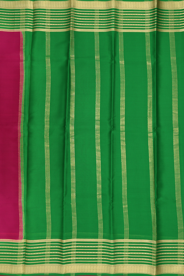 Mysore Silk Saree In Magenta With Stripes Border