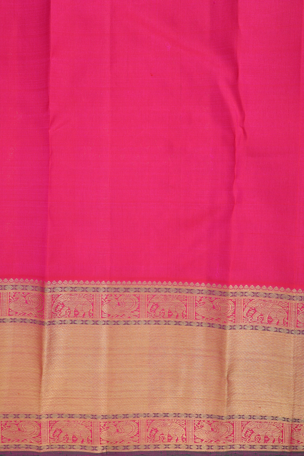 Kanchipuram Silk Saree In Rani Pink With Jacquard Design